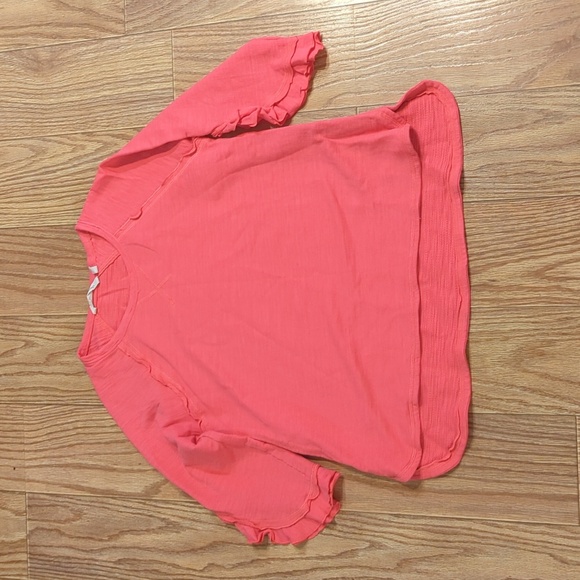 Soft Surroundings pink tunic blouse 3/4 ruffle sleeves French Terry size MP - Picture 1 of 2